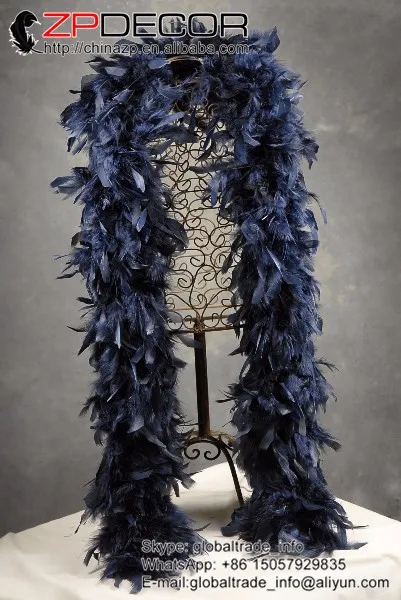 1 80 Gram Fluffy navy blue Turkey Chandelle Feather Boa for Decoration (7)