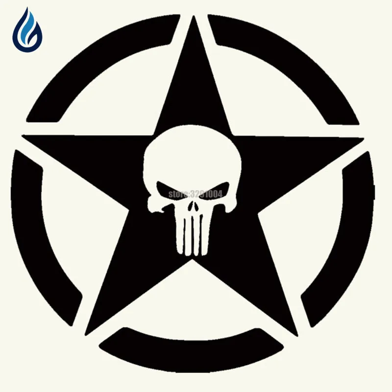 

15*15CM Reflective Five Star Skull Car Sticker Decals Fuel Tank And Window Stickers For Opel Astra G Skoda Rapid Superb Vespa VW