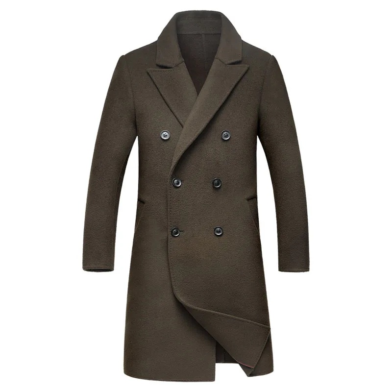 Новое большое мужское зимнее пальто, шерстяные пальто, куртки, длинные двухсторонние мужские шерстяные пальто, кашемировая верхняя одежда размера плюс M-3XL - Цвет: CAMEL