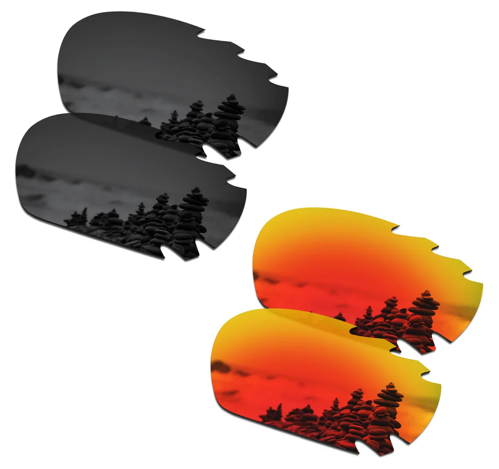 

SmartVLT 2 Pairs Polarized Sunglasses Replacement Lenses for Oakley Jawbone Vented Stealth Black and Fire Red