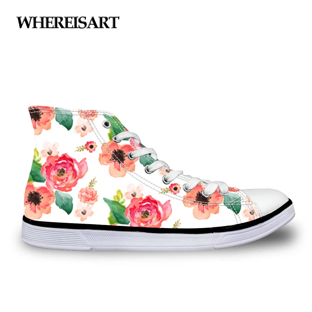 

WHEREISART Floral Dreams Womens Vulcanize Shoes Spring Girls Female Casual Canvas Shoes Breathable Walking Shoes Espadrilles