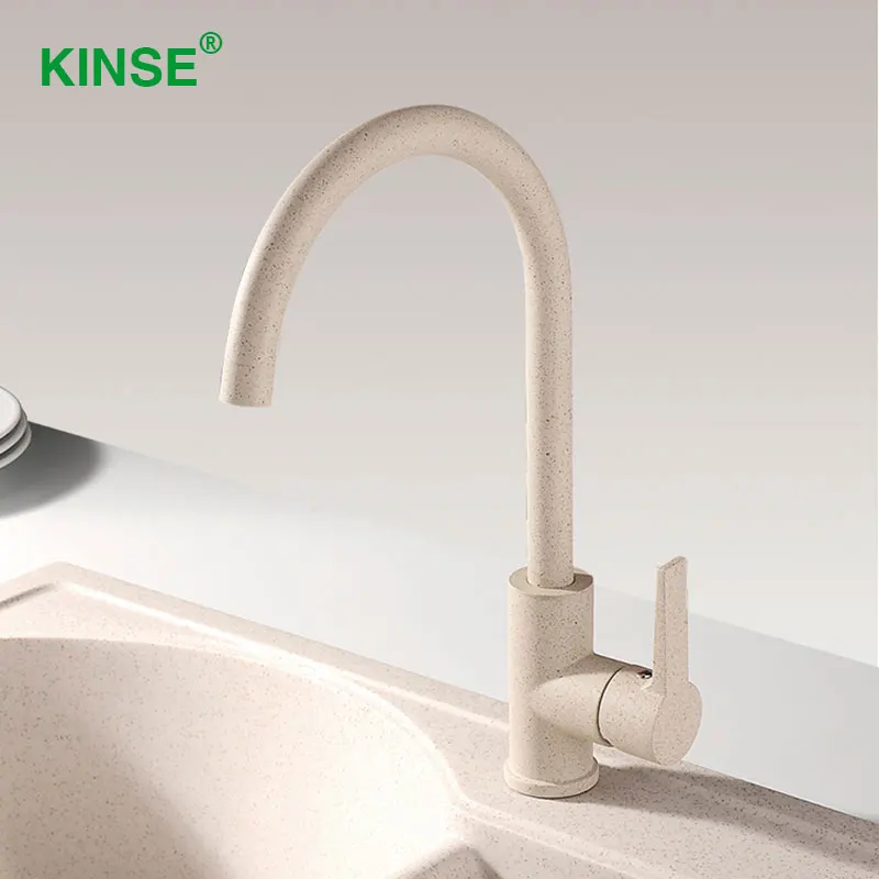 KINSE New Brass Chrome Kitchen Sink Faucet Rotation Art Style Spray Oat Color Kitchen Faucet