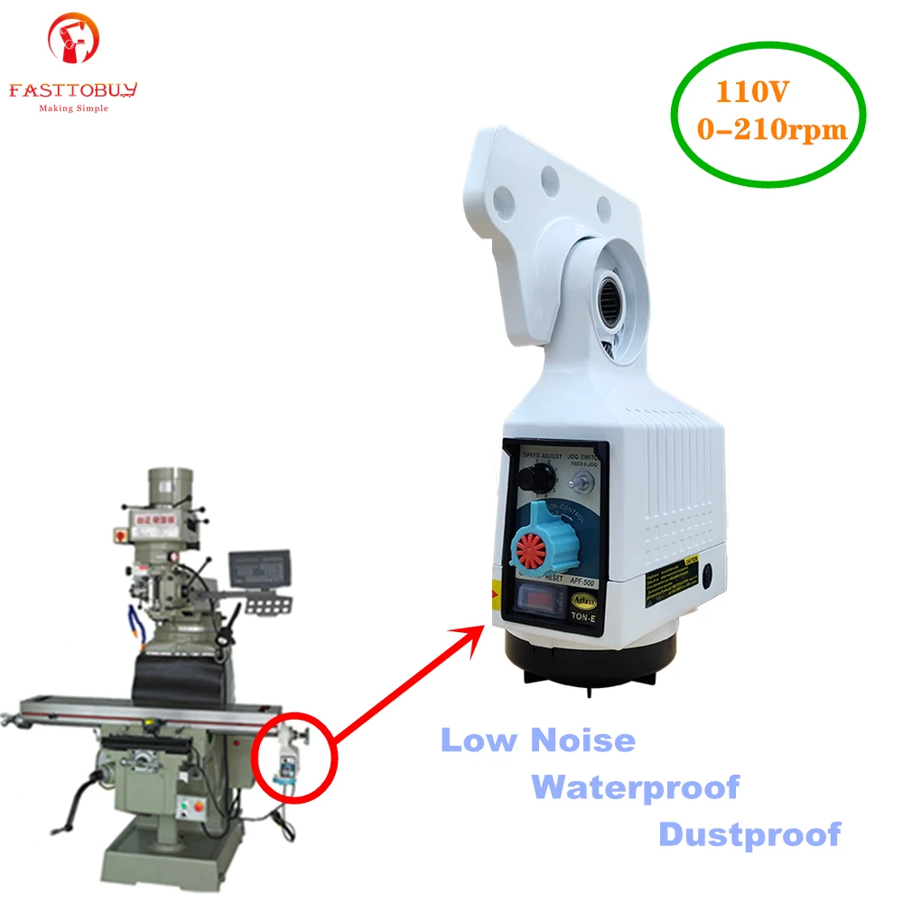 Low Noise 110V 0-210rpm X axis Power Feed 155cm.kg 135in.lb Dustproof and Waterproof for Milling Machine DIY Upgrade