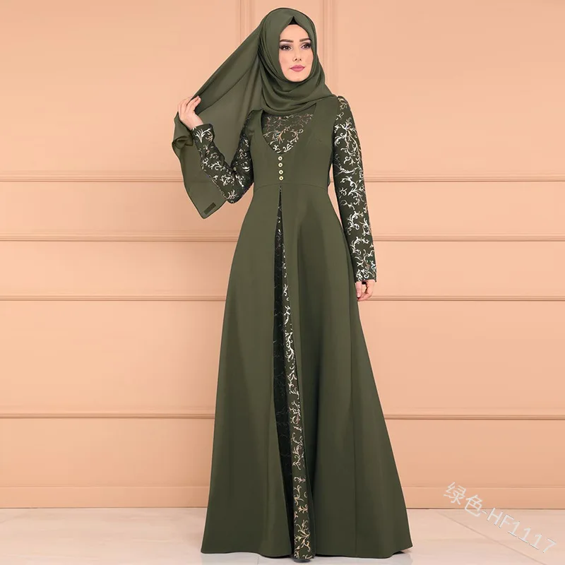 Элегантное мусульманское платье с принтом abaya, вечернее платье, кардиган-кимоно, длинные халаты Jubah, Ближний Восток, Eid, Рамадан, исламский - Цвет: green