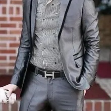 Изготовленные На Заказ лучшие продажи Серебряный Серый Жених мужские костюмы для смокингов, на заказ Серебряный Серый смокинг, с 1 пуговицей заостренный лацкан мужские костюмы