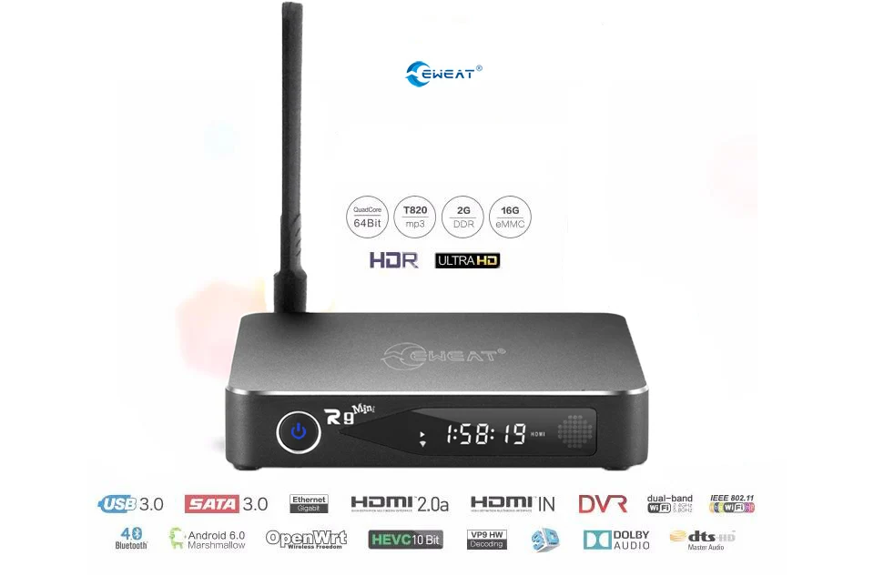 Новейший и лучший android tv box Eweat R9Mini Android6.0 tv box с чипсетом Realtek1295 четырехъядерный 2G/8G Wifi смарт медиаплеер