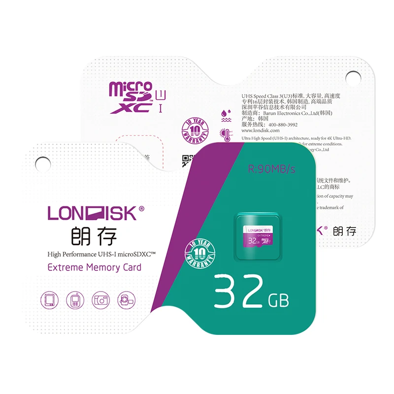 Карты памяти LONDISK 32 GB micro SD Class 10(C10) UHS-I(U1)/UHS-I(U3) microSDHC с адаптером SD