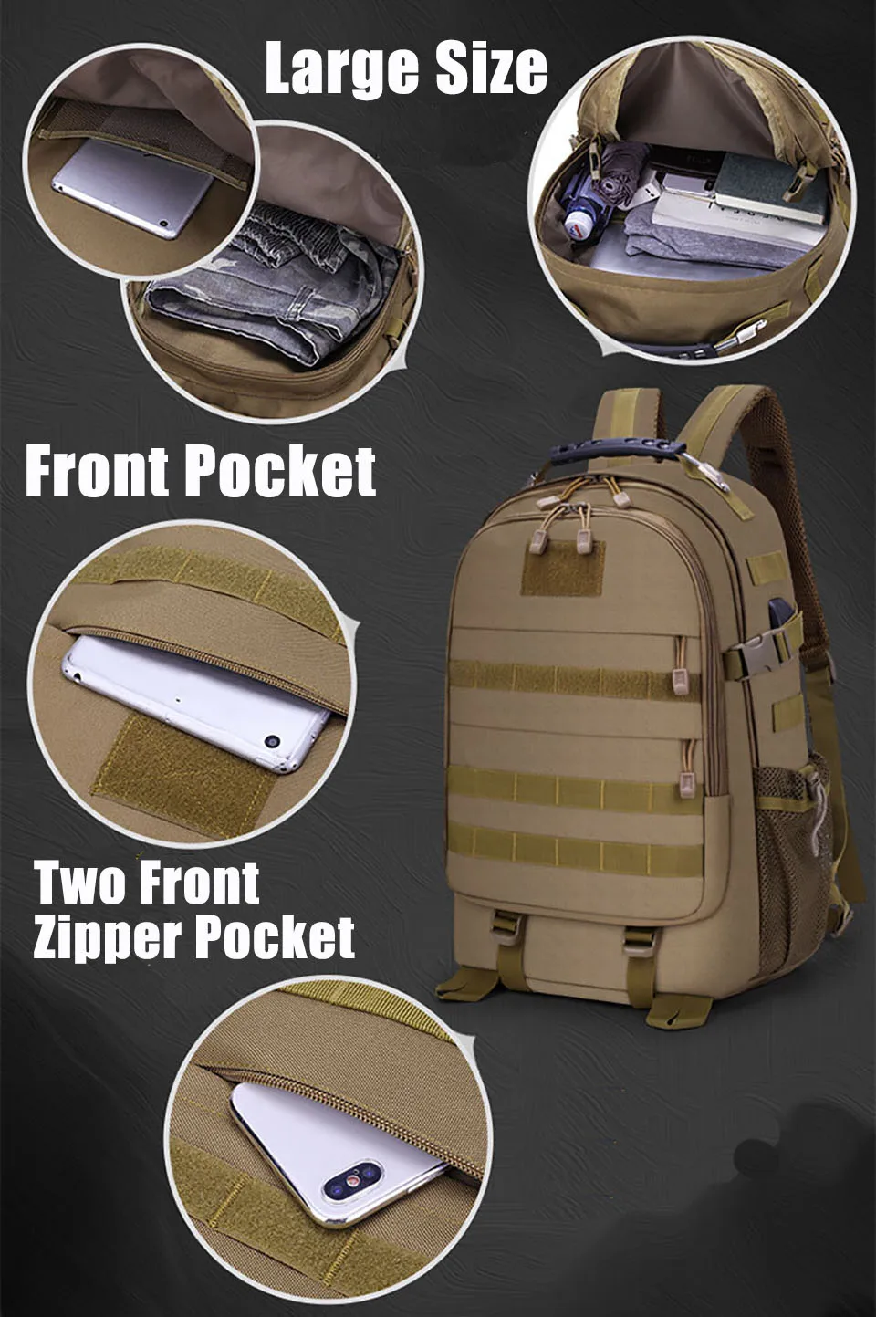 Billig 40L Military Tactical Assault Pack Rucksack Armee Molle Wasserdicht Bug Rucksack für Outdoor Wandern Camping Jagd Ladung Loch