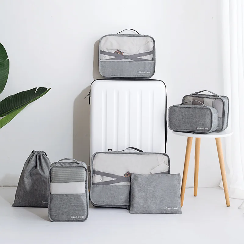 

Travel Storage Bags Kit 7 Pcs Clothes Organizer Shoes Cosmetics Categories Waterproof Garment Bag Travel Luggage Organizer Set