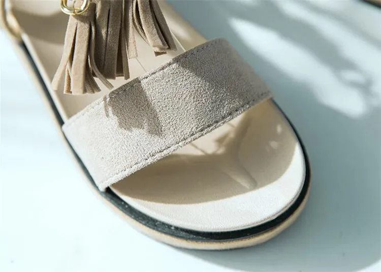 COOTELILI/Модные женские сандалии на плоской подошве; Летняя обувь на платформе; женская обувь на плоской подошве; женская повседневная обувь с открытым носком; Sandlen Tassel