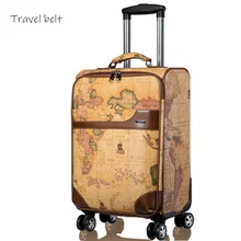 Ремень для путешествий в стиле ретро, 20/24 дюймов, персональный Спиннер, Кожаный Багаж на колёсиках, женская мода, чемодан для путешествий