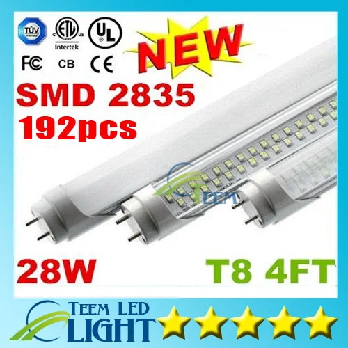 

X100 CE UL 4ft 1.2m T8 28W Led Tube Light 2800lm 85-265V SMD2835 192pcs Led lighting Fluorescent Tubes Lamp + Warranty 3 Years
