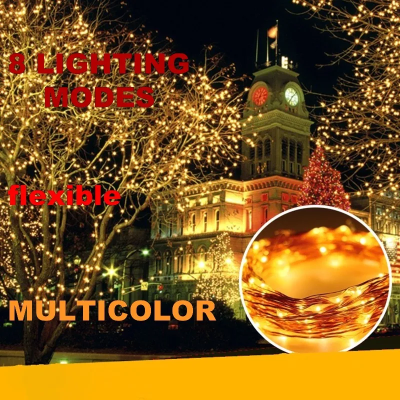 

8 modes multicolor Solar String Lights 5m 12M 22M 200 LED Wire Fairy Waterproof Solar Power Lamp For Christmas Holiday Outdoor