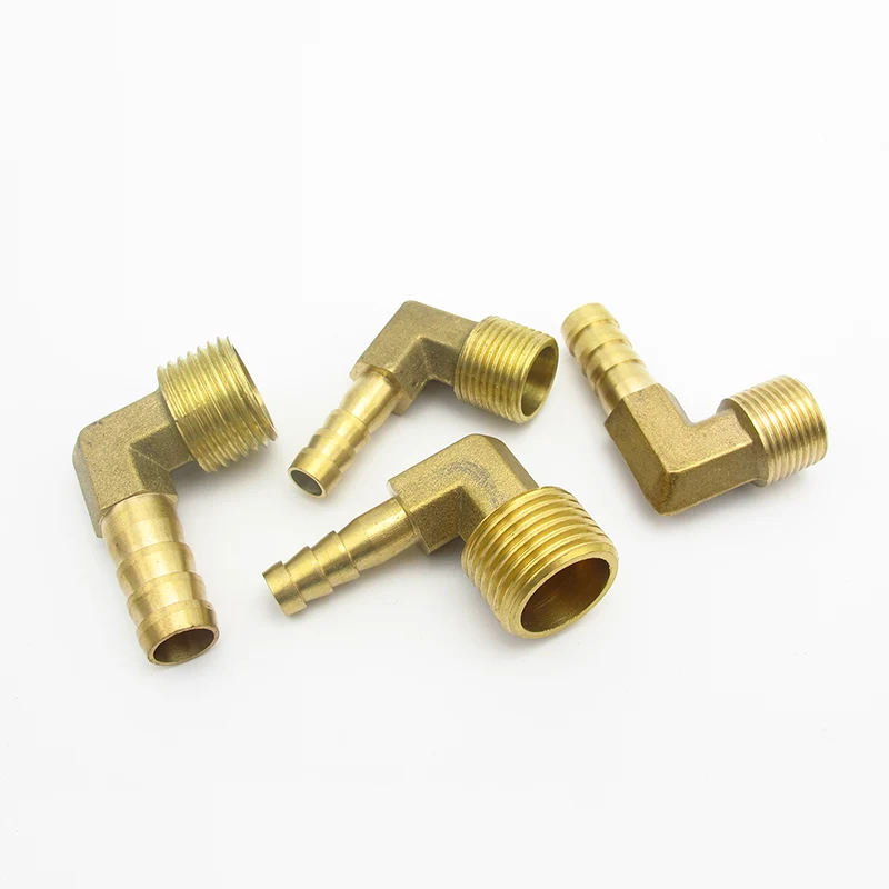 2Pcs 3/8"10mm ID/Hose Barb 90 Degree L Right Angle Elbow Barbed Brass Fitting 