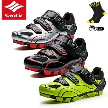 

Santic New Men Cycling Shoes MTB Shoes Cycling Sneakers Athletic Racing Bicycle Shoes Mountain Bike Shoes for Cycling Black