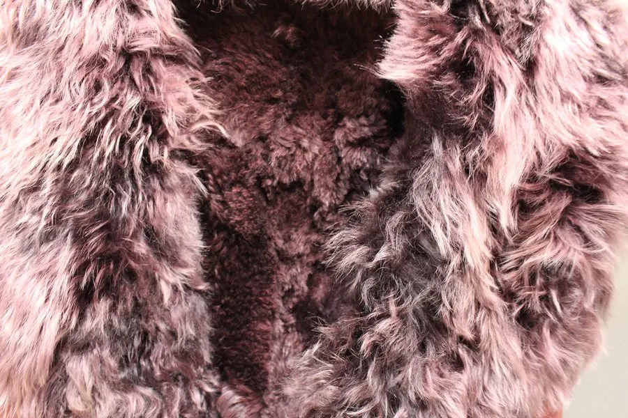 ladies genuine sheepskin leather and fur jacket big collar  (18)