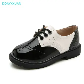 

Kids Sneakers New style children's leather fashion retro black and white boys girls kids wedding shoes for child party shoes