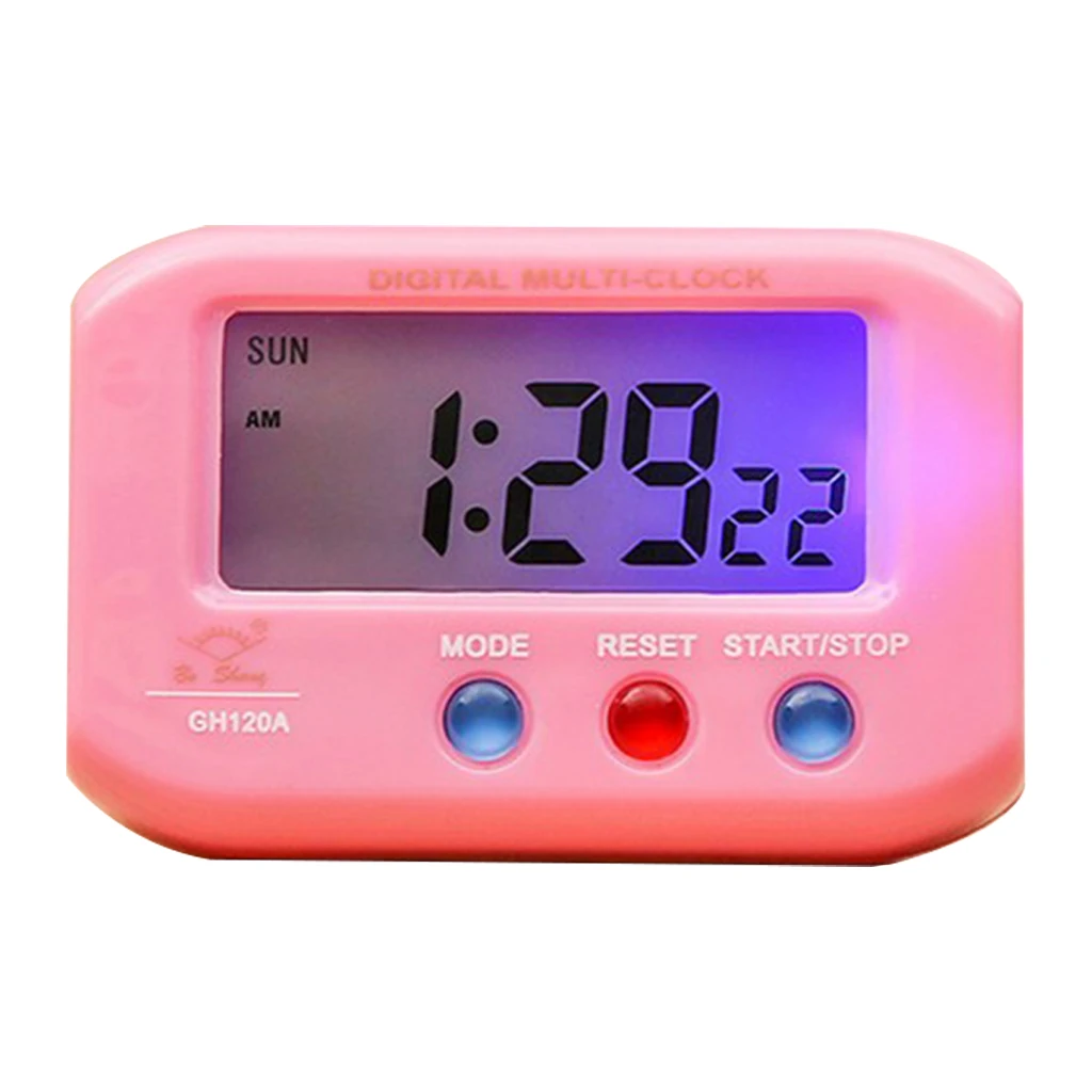 Battery Mini Small Clock Large LCD Display Screen Desktop Table Car Dashbaord Clock