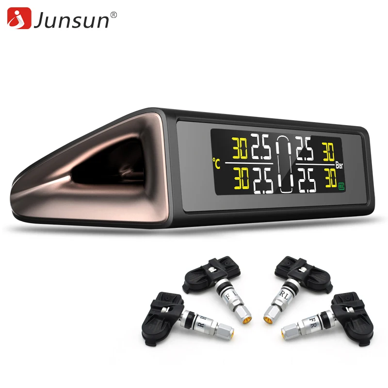 

Junsun Car Wireless TPMS Tire Pressure Monitoring System Solar Power Charging LCD Display Auto Tyre Pressure Alarm System