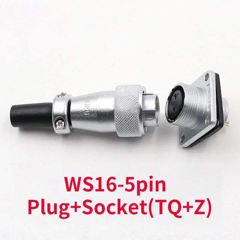 

1set 5 pin Waterproof WS16 Connector Male + Female High Voltage Connectors Plug Socket Industrial Power Aviation Connector Plug