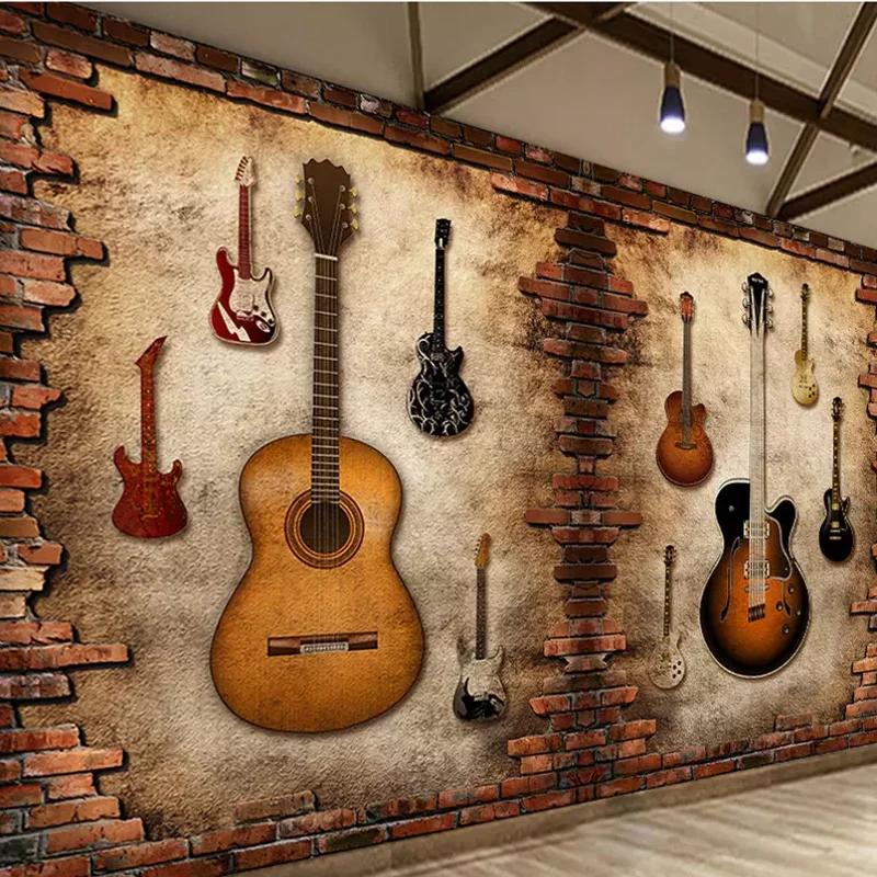 Free Shipping Custom Nostalgic Brick Wall Personality Guitar Music