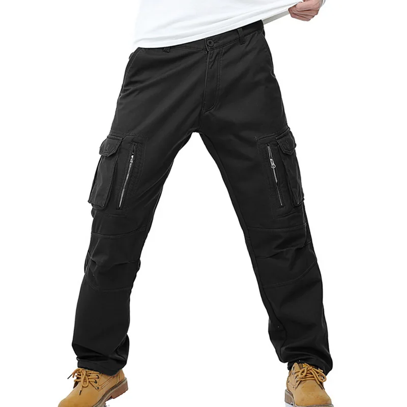 Мужские осенние зимние тактические военные спортивные походные брюки с несколькими карманами, ветрозащитные походные охотничьи брюки для рыбалки - Цвет: style2-black