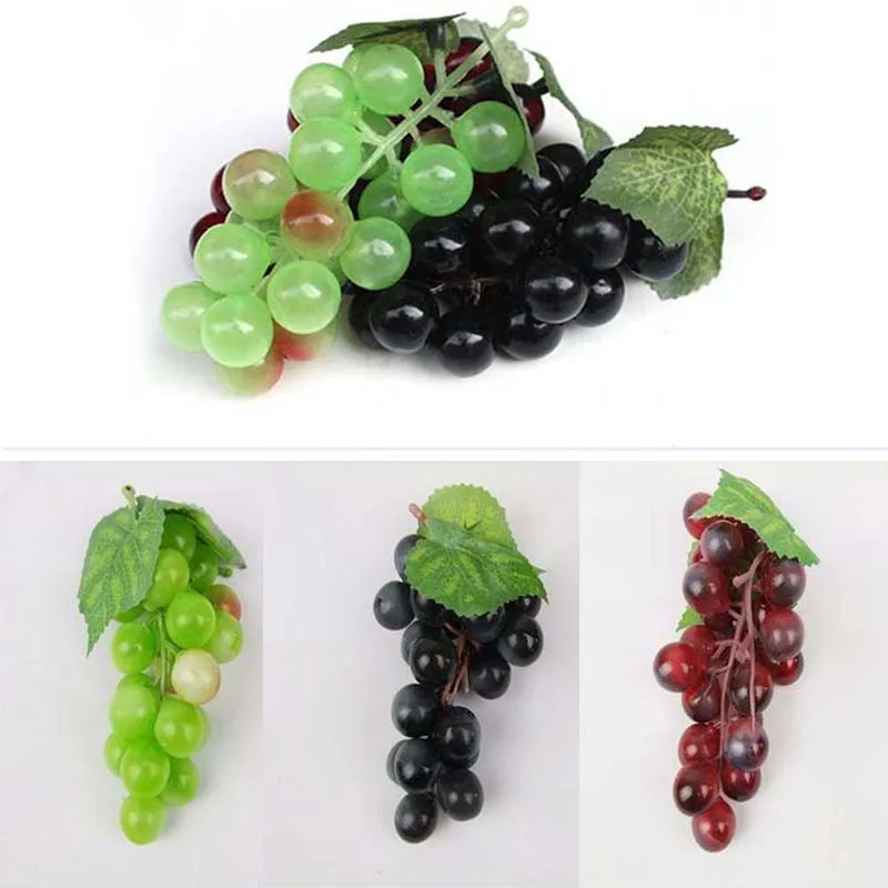 22 Heads Artificial Fruit Grapes Plastic Fake Decorative Fruits Home