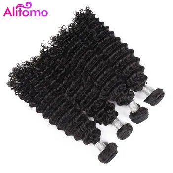 

Alitomo Peruvian Deep Wave 3 Bundles Human Hair Extensions Natural Color Remy Hair Weave Bundles Can Buy 1/3/4 Bundles