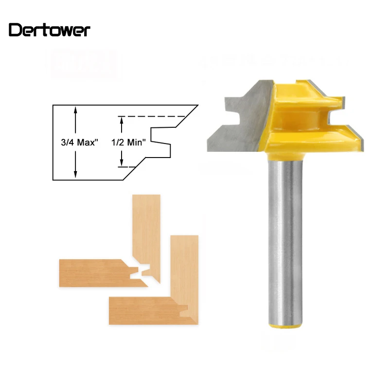 

45 degree 1/4-Inch Shank Carbide alloy T-shape Tongue and Groove Router Bit Set Wood Milling Cutter Woodworking Tool