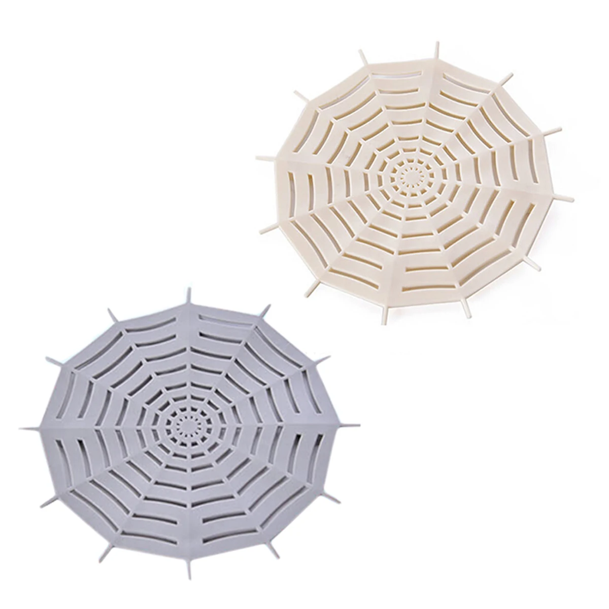 

2 PCS Spider Web Sink Strainer Bathroom Kitchen Drainer Filter Hair Stopper Basin Filter with Suckers (Beige+Grey)