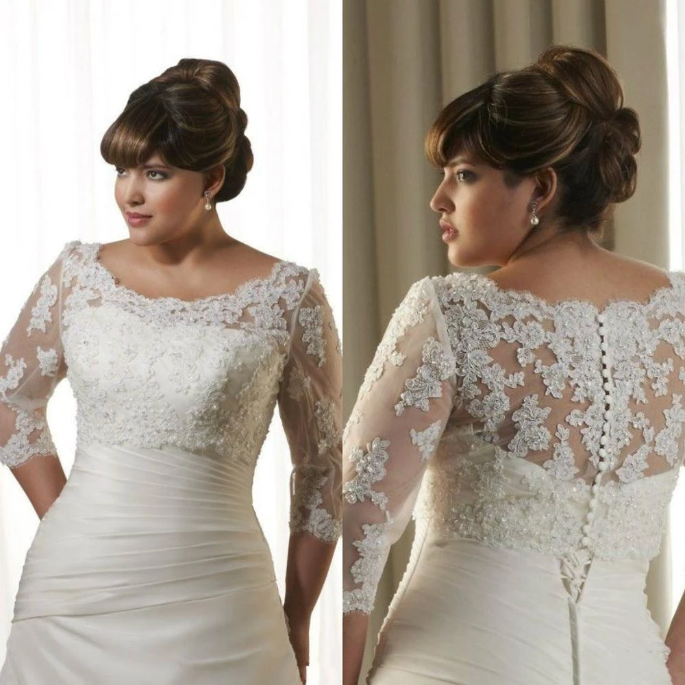 Plus Size Bridal Jackets Boleros White 