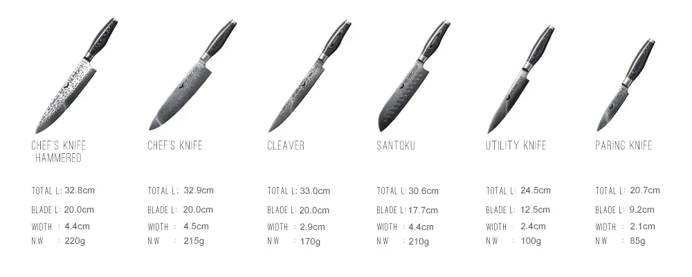 VG10 Набор ножей, профессиональный японский дамасский стальной нож повара, кухонный нож для приготовления пищи, инструменты, морской конь, ручка Pakkawood