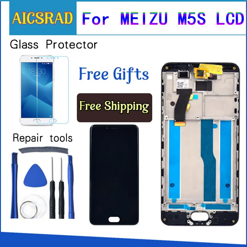 

AICSRAD For Meizu M5S LCD Display + Touch Screen + Tools Digitizer Assembly Replacement For Meilan 5S Phone