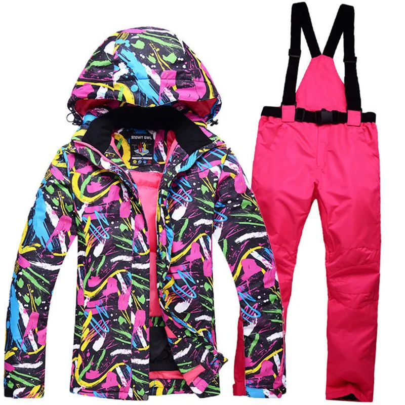

-30 cheapest ladies outdoor ski suits snowboard suits waterproof and windproof winter snow suits + bibs warm ski pants