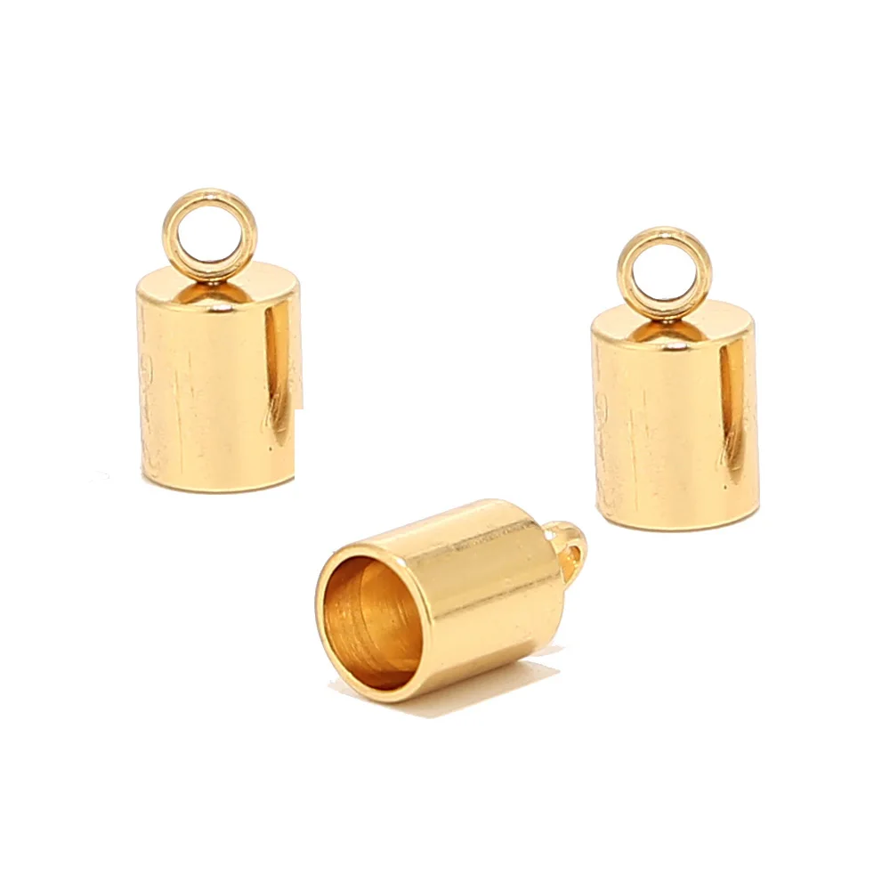 

10pcs Stainless Steel Leather Cord End Cap Bead Loop Barrel Clasp Gold Tone 5mm