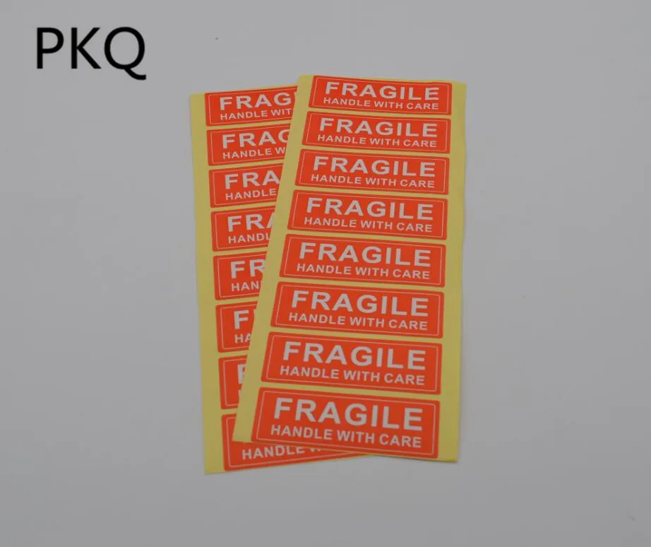 80pcs 7.5x2.5cm Fragile stickers Seal Label Sticker strong adhesive Red Color Rectangle Shape Fragile Label