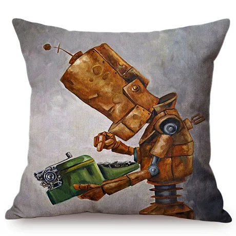 Cute Cartoon Robot Funny Cosplay Home Decoration Throw Pillow Case Kindergarten Children Like Car Sofa Chair Linen Cushion Cover M092-1