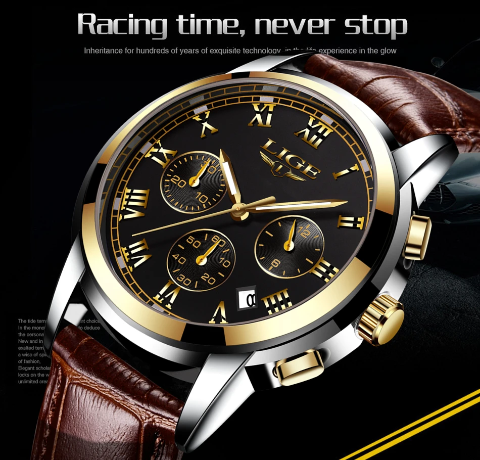 2018 LIGE Элитный бренд автоматический часы с механизмом для мужчин кожа водостойкие бизнес часы кварцевые человек Relogio Masculino