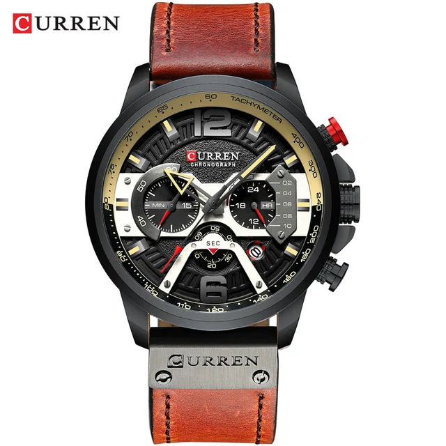 CURREN Sports Wrist Watch Men Luxury Waterproof Relogio Masculino Fashion Brand Military Men's Wristwatch Quartz Black White - Цвет: red black black