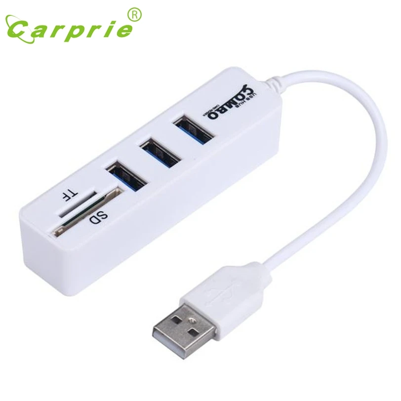 CARPRIE концентратор+ устройство для чтения карт SD TF 2 в 1 комбо Супер скорость USB 2,0 3 порта сплиттер Jan16 MotherLander