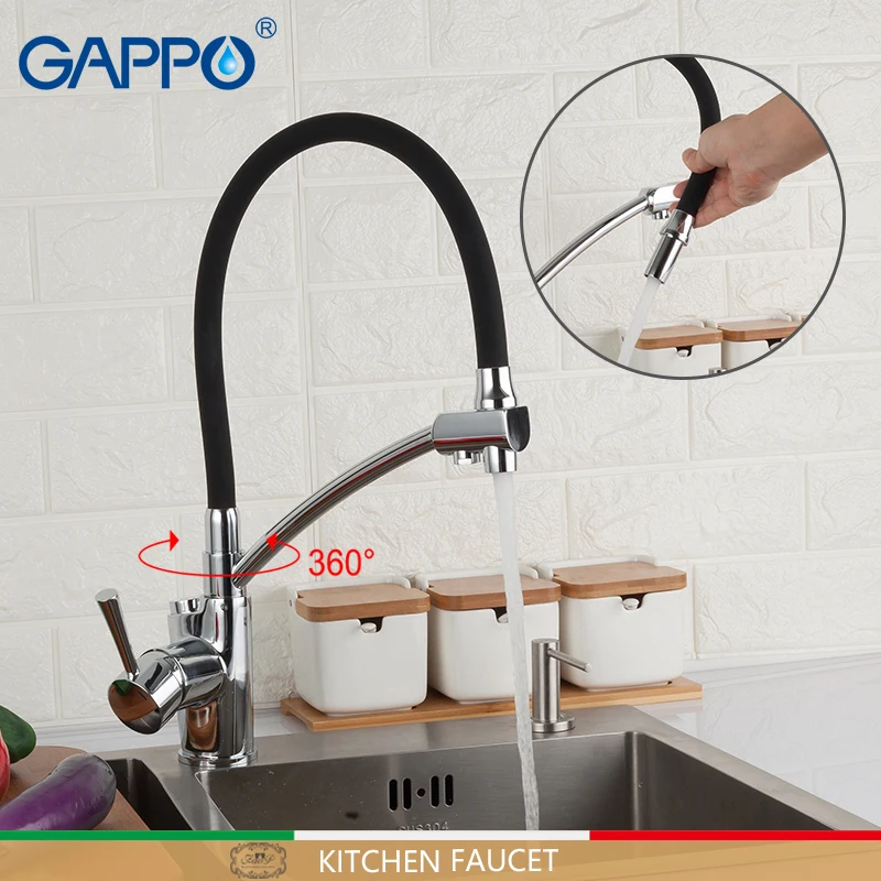 GAPPO küche wasserhahn küche waschbecken wasserhahn schwarz pull out kitchen mixer deck montiert gefiltert wasser mischbatterie einzigen behandelt wasserhähne GAPPO küche wasserhahn küche waschbecken wasserhahn schwarz pull out kitchen mixer deck montiert gefiltert wasser mischbatterie einzigen behandelt wasserhähne