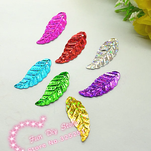 Пайетки в виде листьев из пластика для украшения 12*29 мм 200 шт./лот|leaf sequins|sequin paillettesequin leaves |