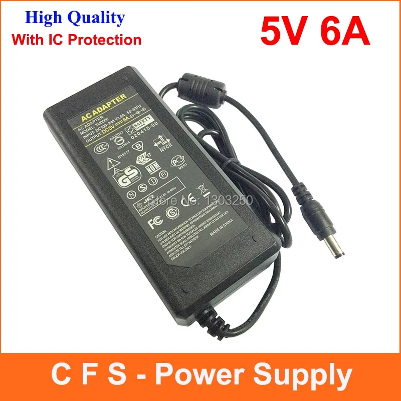 

High quality AC 100V-240V Converter DC 5V 6A Power Supply 30W Adapter Charger With IC Protection 1pcs