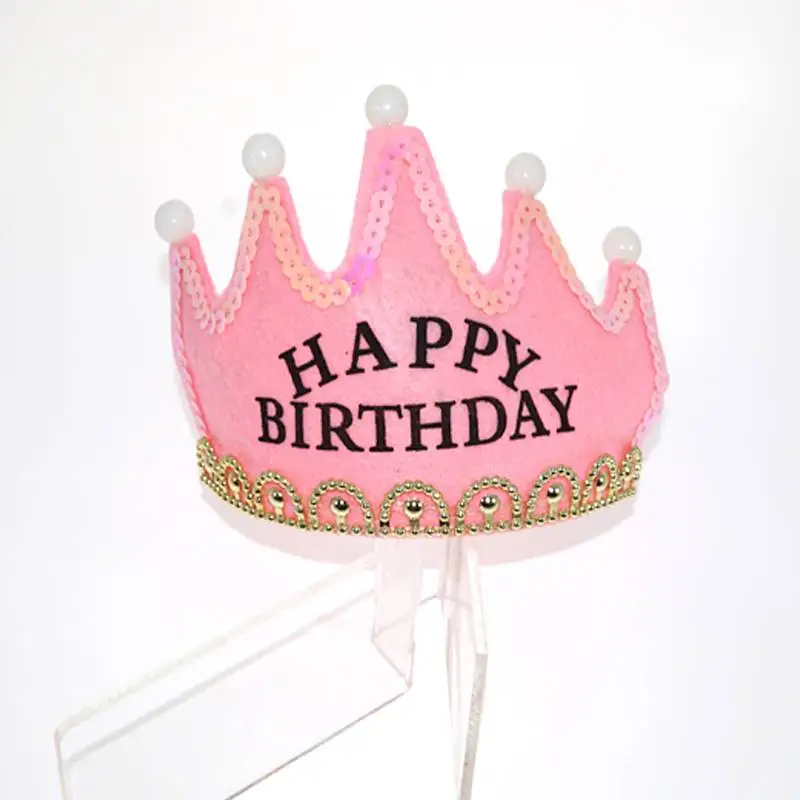 Розовый 5 предметов в лоте, на день рождения вечерние Товары для детей Birthday Crown Кепки мульти Цвет декоративные шляпы резинка для волос, принцессы освещение вечерние шляпа для взрослых - Цвет: Розовый