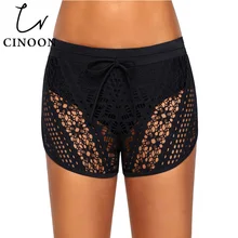CINOON Новинка года Женские Бикини Низ Черный выдалбливают кружево купальный короткие пляжная LC410572 бикини шорты для женщин дамы купальник