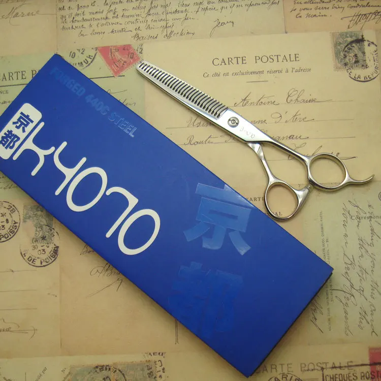 Бесплатная доставка! Kyoto OEM заказ! Бесплатная доставка 440C Профессиональный Парикмахерские ножницы 30 зубы истончение scissorsgj-630