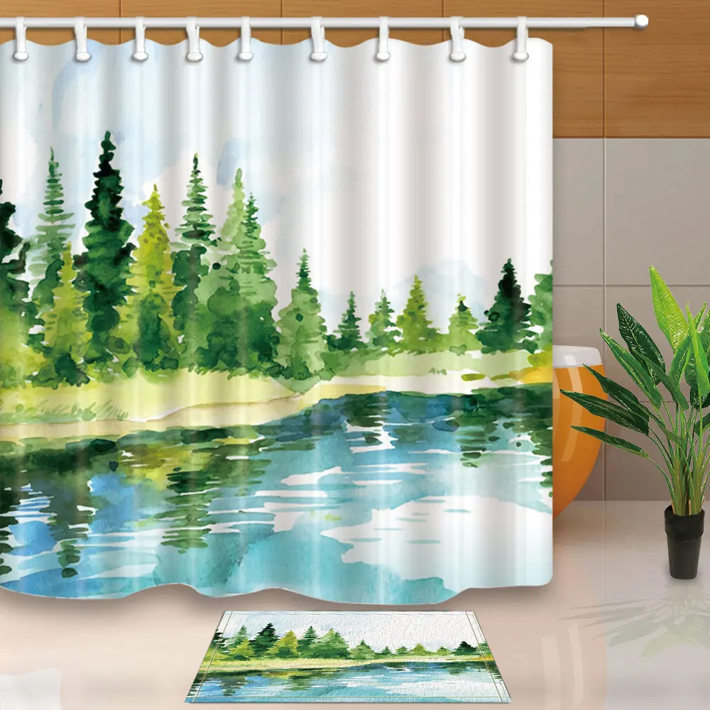 Остров занавески для душа пейзаж ванная комната шторы полиэстер ткань водостойкие и плесени Моющиеся с 12 пластик крючки
