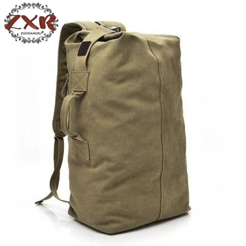 

European And American Style High-capacity Canvas Travel Bags Vertical Square Multifunction Backpack Notebook Computer School Bag