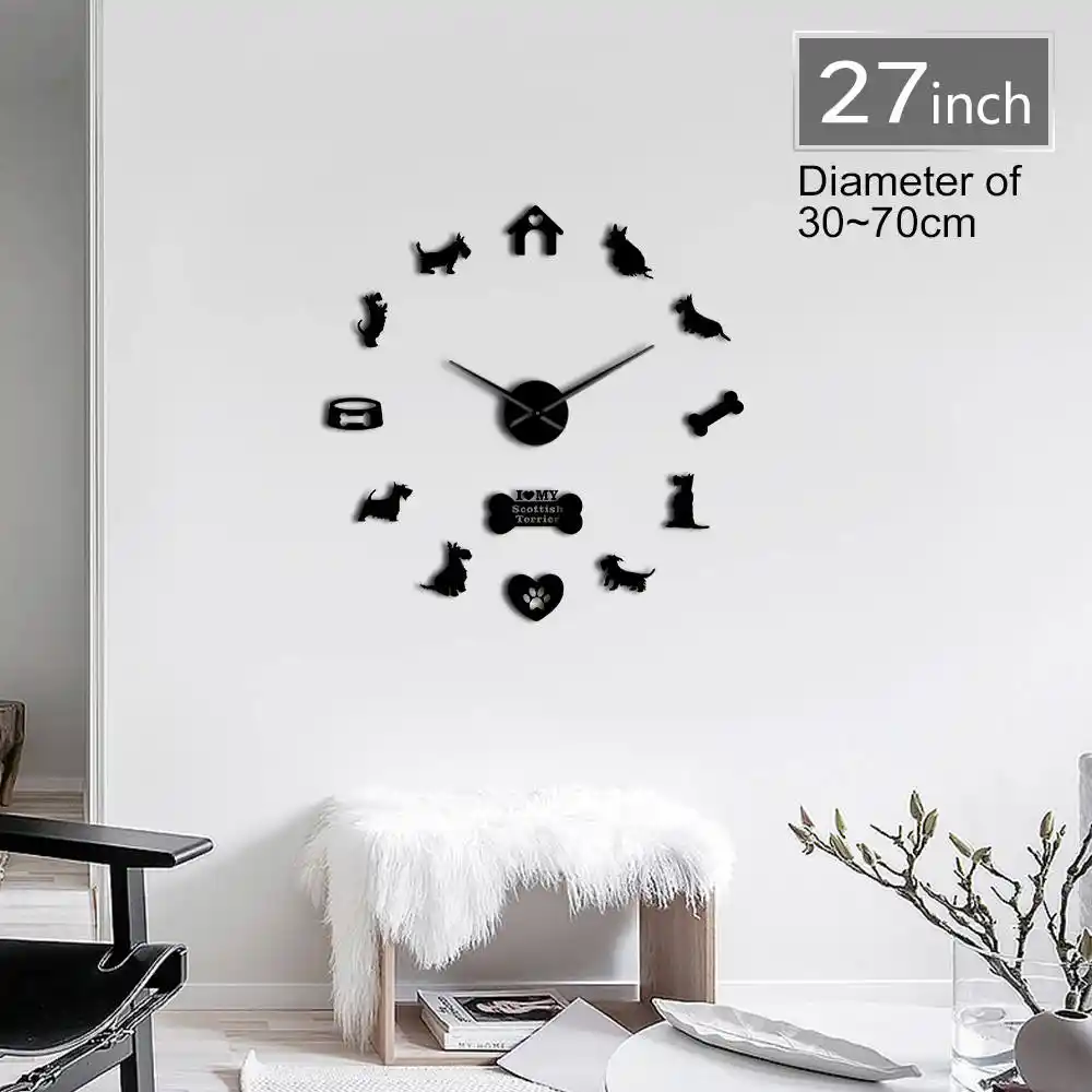 Wall Clock Frameless DIY Number 3D Mirror Sticker Modern Art Decal Decor UK new