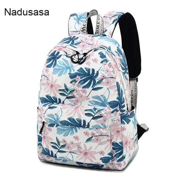 

Nadusasa Fashion Waterproof Polyester Women Backpack Floral Printing Laptop Rucksack School Bag Girls College Travel Bagpack